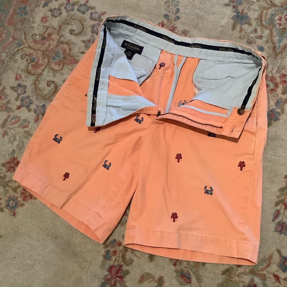 Brooks Brothers Coral Embroidered Cotton Shorts Sz 30